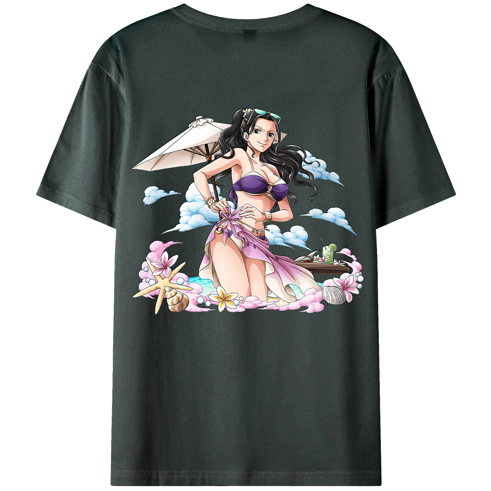 ワンピース ニコ・ロビン ONE PIECE Nico Robin 綿100％ メンズ半袖Tシャツ（バックプリント） 通気性